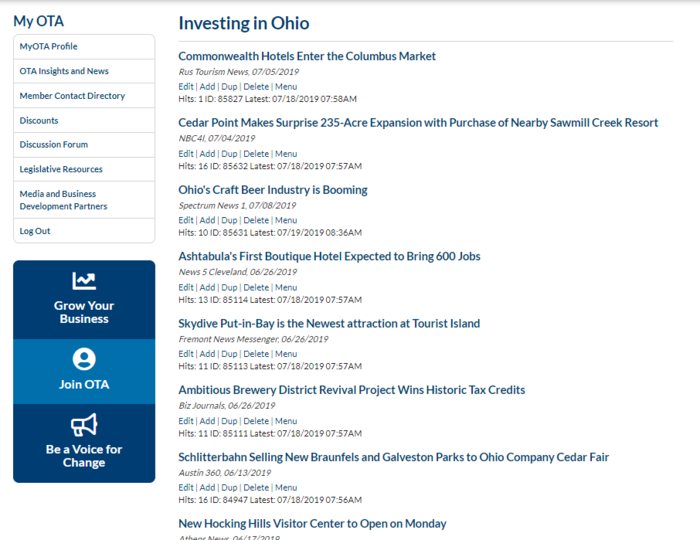 Investing in Ohio Archive on OTA Website